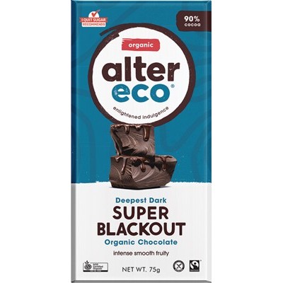 Blackout Super Dark Chocolate 90pc Alter Eco Fair Organic (75g)