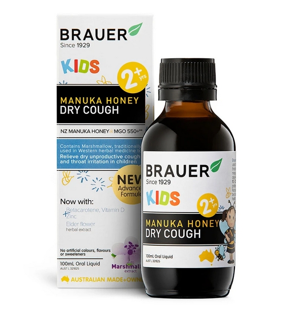 Brauer Kids Manuka Honey Dry Raspy Cough (2 plus years) (100mL)
