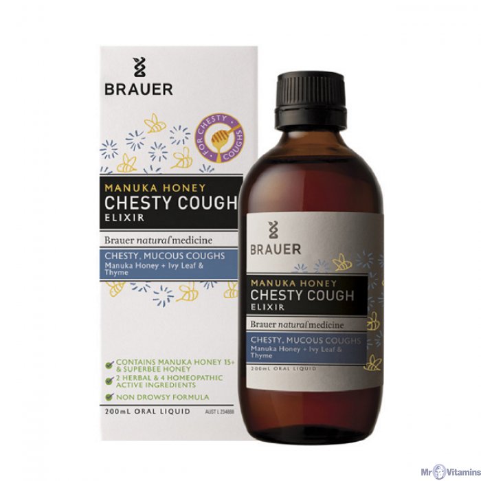 Brauer Adult Manuka Honey Chesty Cough Elixir (200mL)