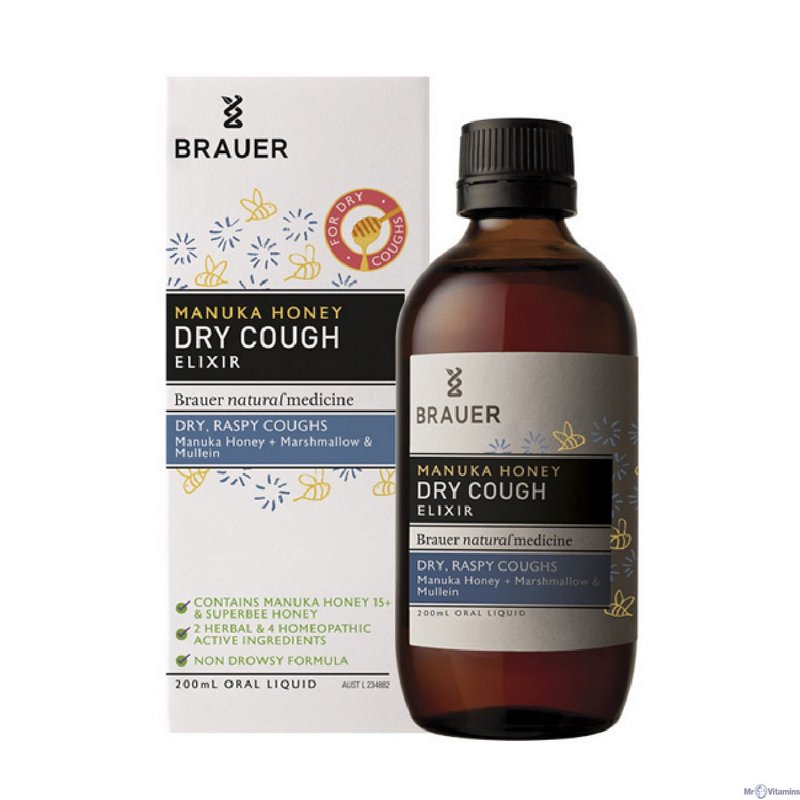 Brauer Adult Manuka Honey Dry Raspy Cough Elixir (200mL)