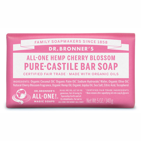 Cherry Blossom Castile Soap Bar Bronnner C. Organic (140g,bar)