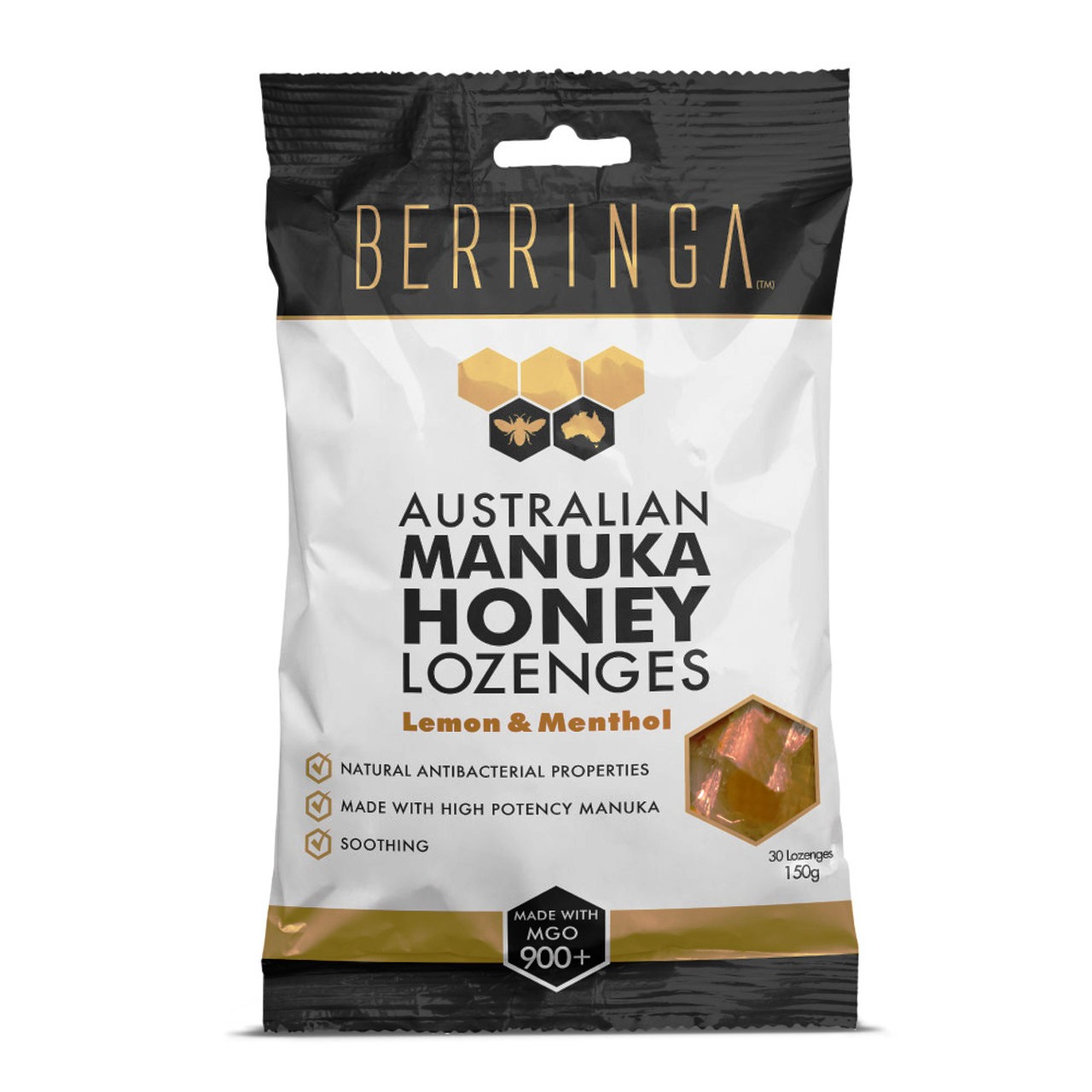 Berringa 900MGO Lozenges Manuka Honey Lemon Menthol (150g)