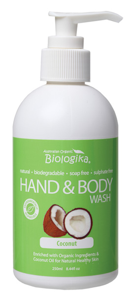 Coconut Hand Body Wash Biologika Organic (250ml, pump)