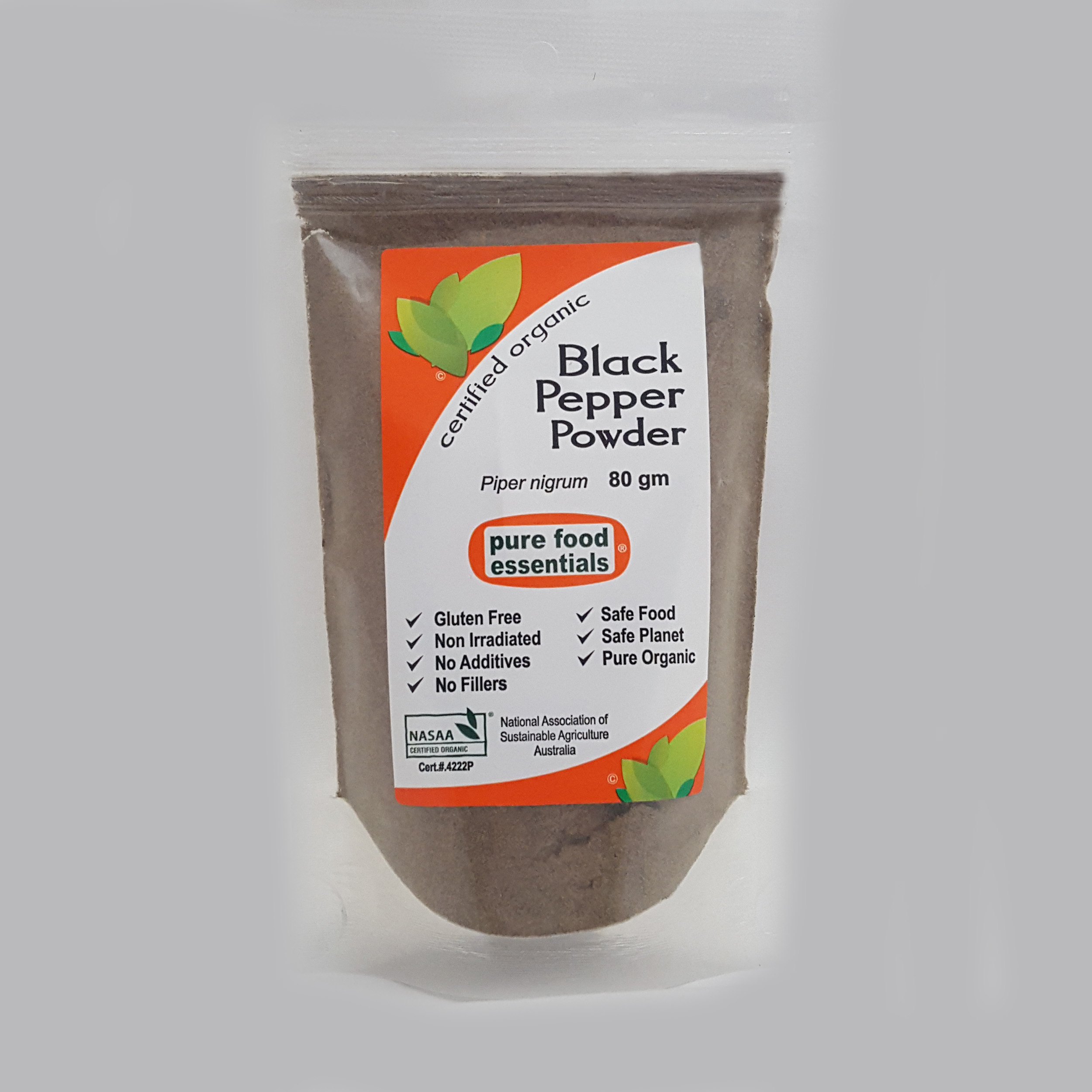 Black Pepper Powder Pure Food Certified Organic (80g,zip)