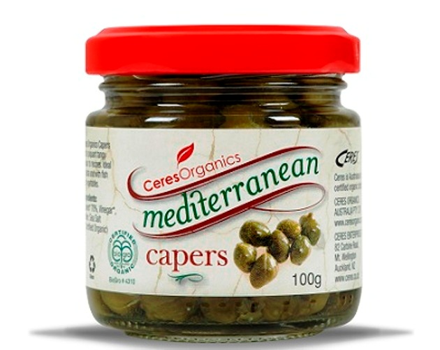 Capers Mediterranean Italian Vinegar Ceres C.Organic(100g,glass)