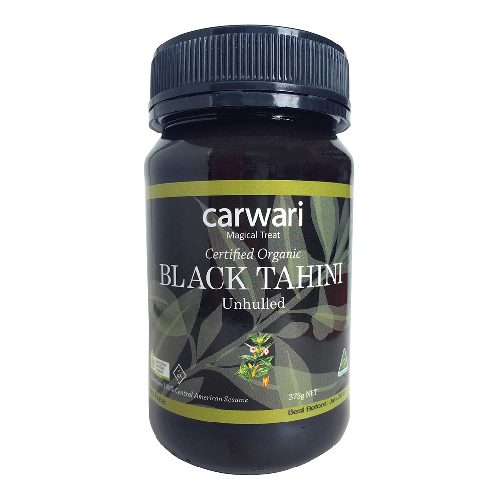 Tahini Black Unhulled Carwari Certified Organic (375g, glass)