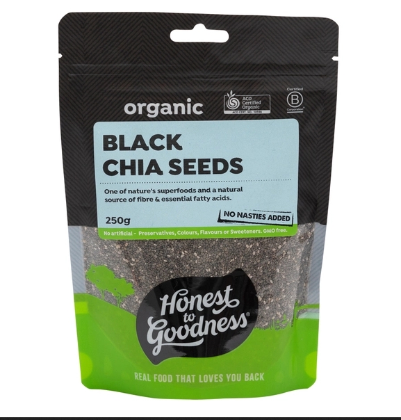 Black Chia Seeds Raw Goodness Certified Organic (250g)