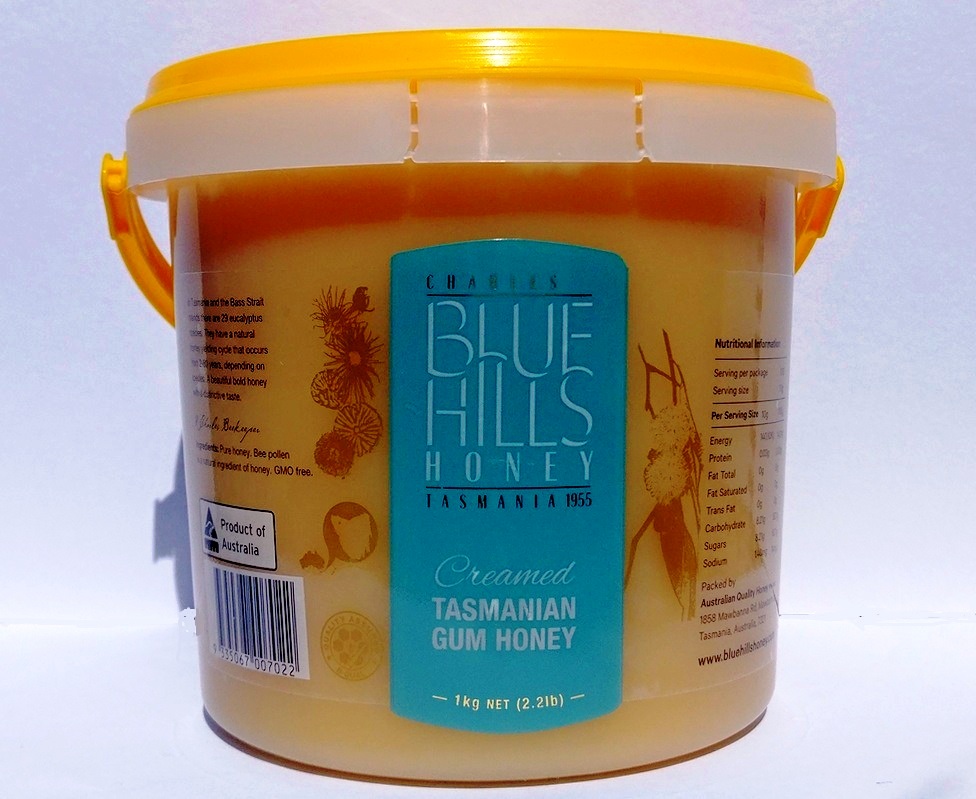 Creamed Tasmanian Gum Honey Tasmania Blue Hills Raw (1kg)