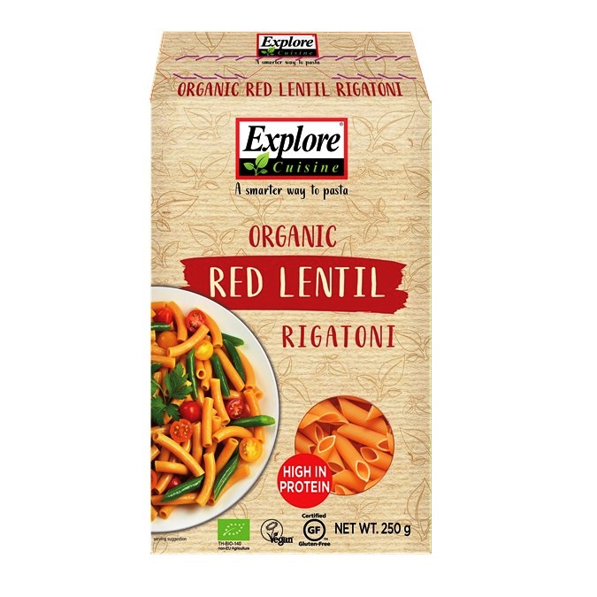 Red Lentil Rigatoni No Soy Explore Cuisine Organic (250g)