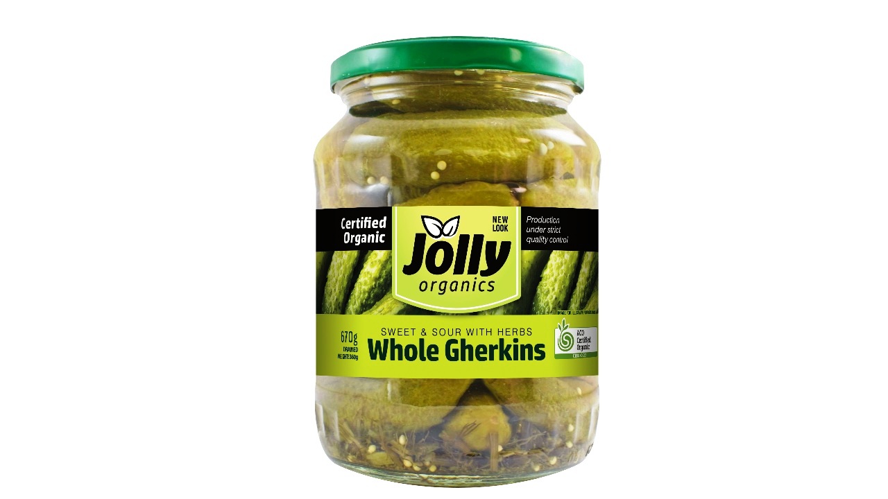 Gherkin Whole Sweet Sour Jolly Certified Organic (670g)