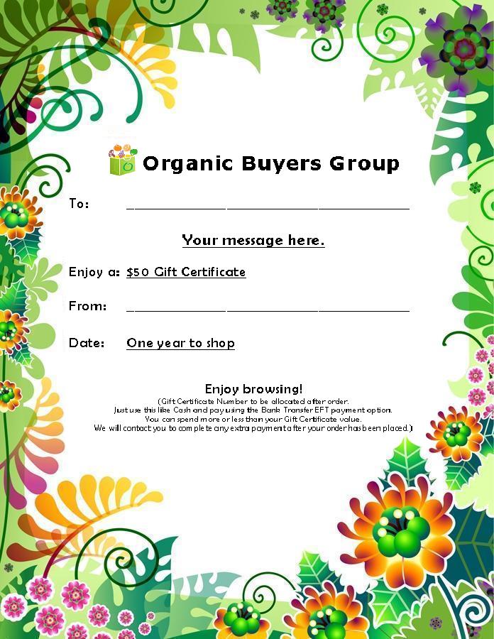 50 Dollars Gift Certificate Organic Buyers Group (1)