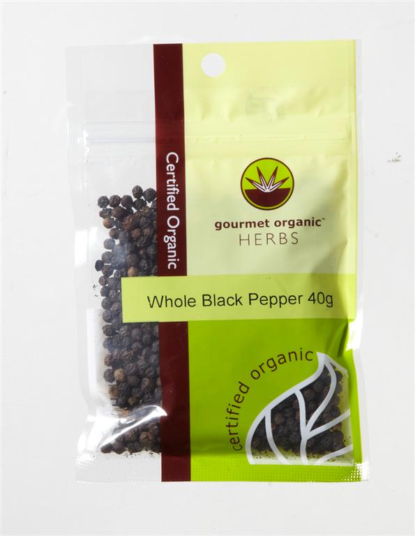 Black Peppercorns Whole Gourmet Org.Herbs C.Organic (40g,sachet)
