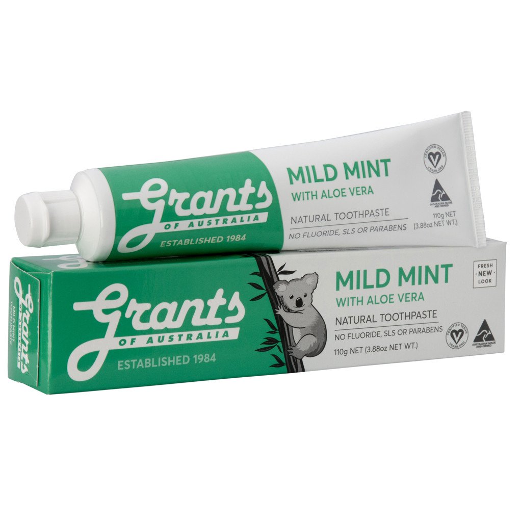 Mild Mint Aloe Vera Toothpaste SLS Fluoride Free Grants (110g)