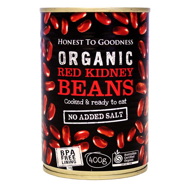 Kidney Red Beans No Salt BPA Free Goodness C.Organic (400g,can)