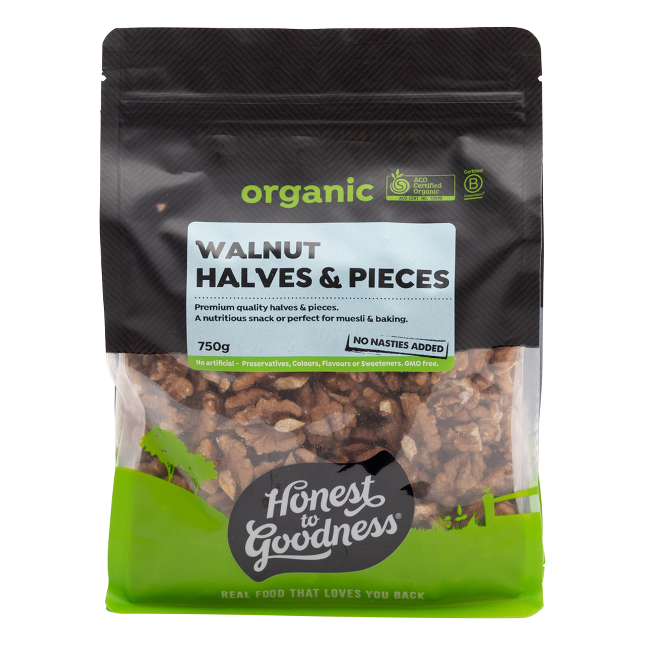 Walnuts Kernels Raw Honest Goodness Certified Organic (750g)