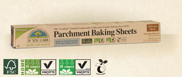 Baking Paper Sheets Parchment Unbleached TCF If You Care (24x)