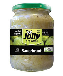 Sauerkraut Cabbage Jolly Organics Certified Organic (680g,glass)