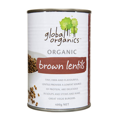 Lentils Brown Gluten BPA Free Global Certified Organic(400g,can)