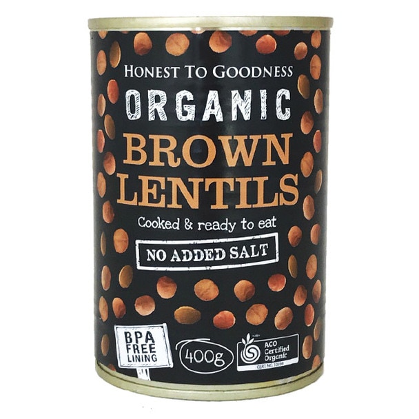 Lentils Brown No Salt BPA Free Goodness Cert. Organic (400g,can)