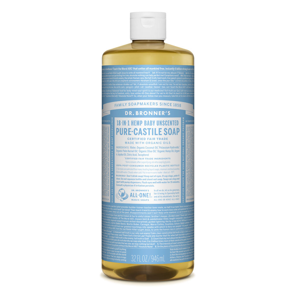 Baby Mild Unscented Castile Soap Bronner C.Organic(946ml,squirt)