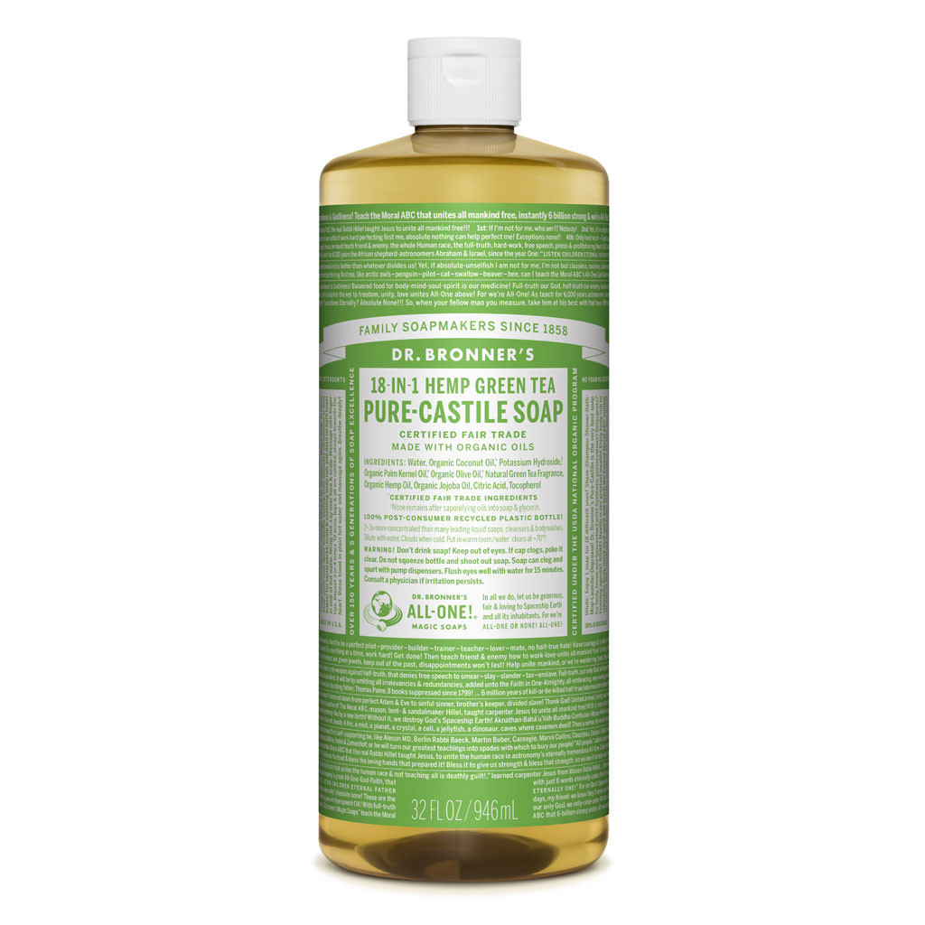 Green Tea Castile Soap Dr Bronner Cert. Organic (946ml, squirt)