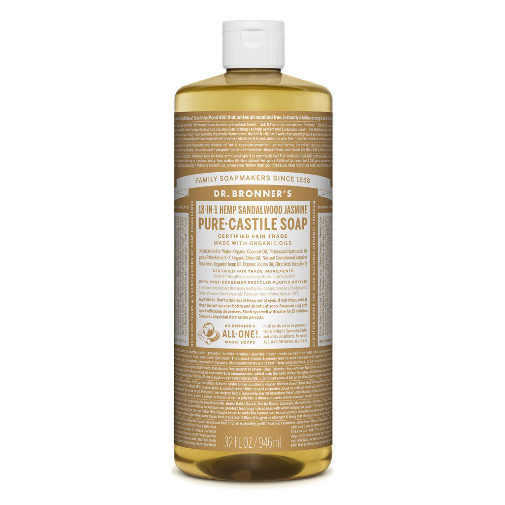 Sandalwood Jasmine Castile Soap Bronner C.Organic (946ml,squirt)