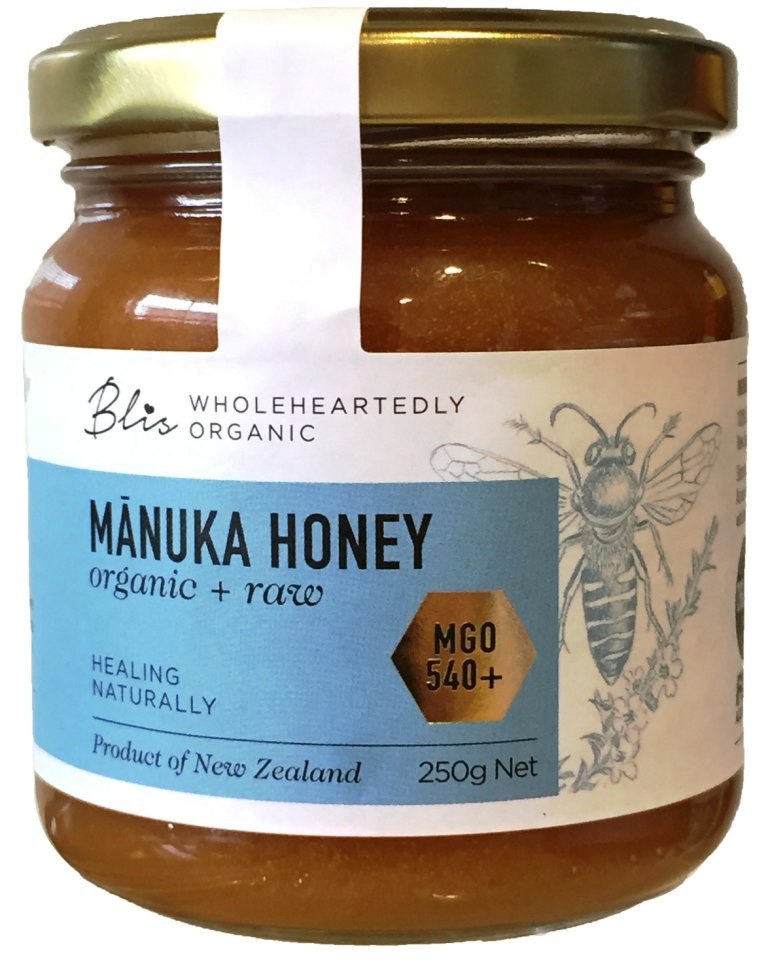 Manuka Honey MGO540 Raw BLIS Certified Organic (250g,glass)