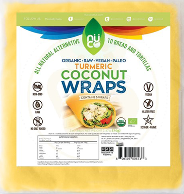 Coconut Wraps Turmeric No Added Salt Raw Paleo Nuco C.Org(5,70g)