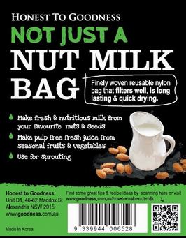 Nut Milk Bag Fine Mesh Honest Goodness (Medium 26cm x 29cm)
