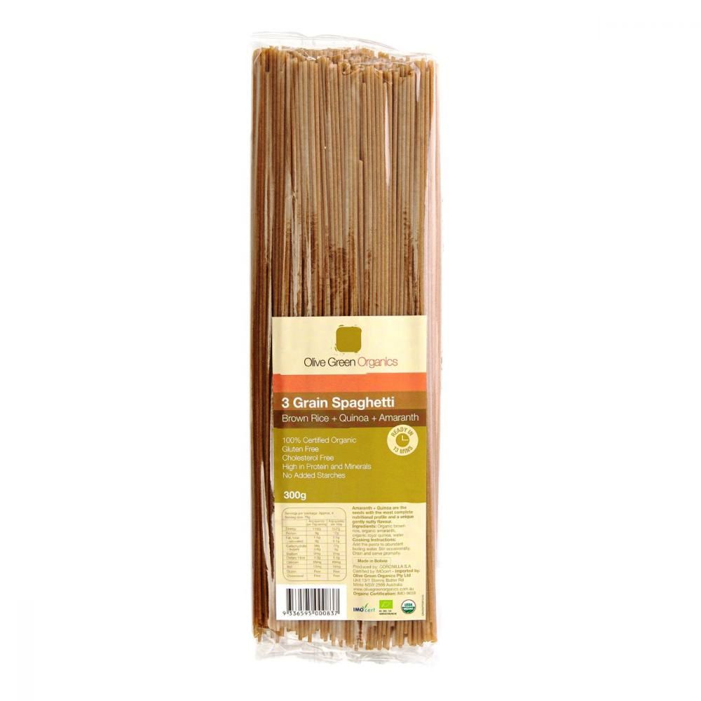 3 Grain Spaghetti Brown Rice Quinoa Amaranth Olive C.Org.(300g)