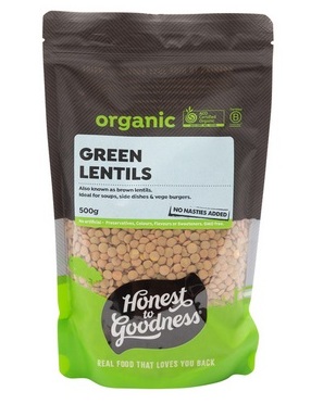 Green Whole Lentils Dried Goodness Certified Organic (500g)