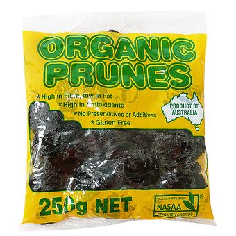 Prunes Moist Sulphur-Free Brooke-Kelly Certified Organic (250g)