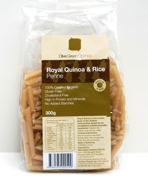 Quinoa Rice Penne Gluten Free Olive Green Cert. Organic (300g)