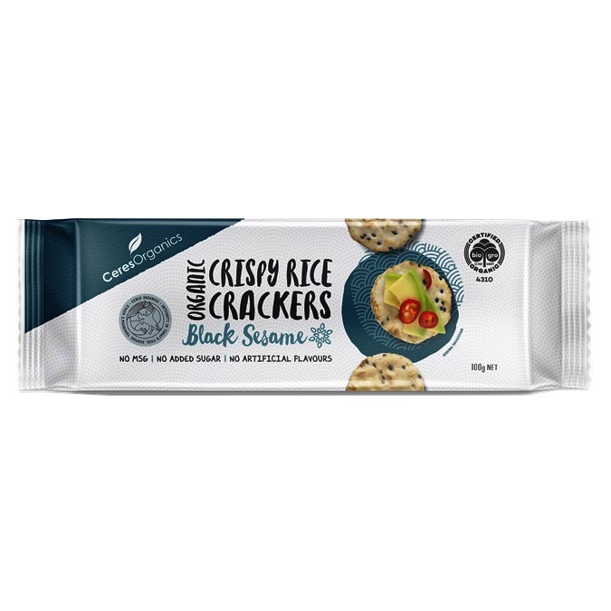 Crackers Rice Black Sesame Ceres Certified Organic (100g)