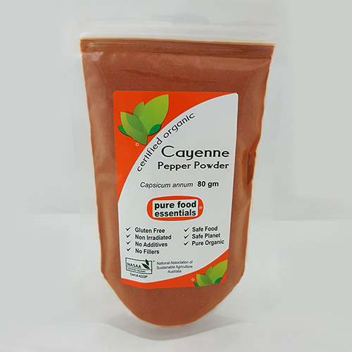 Cayenne Pepper HOT Pure Food Certified Organic (80g,zip)