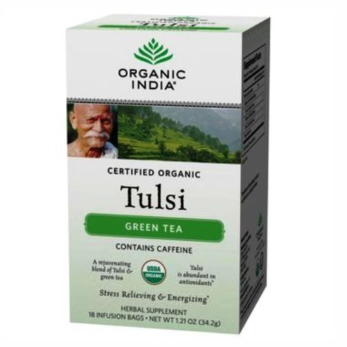 Tulsi Green Tea Organic India Certified Organic (34g, 18 bags)